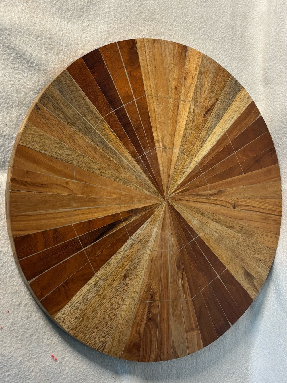 Round Multi-Tone Wooden Sunburst Wall Art - Brown